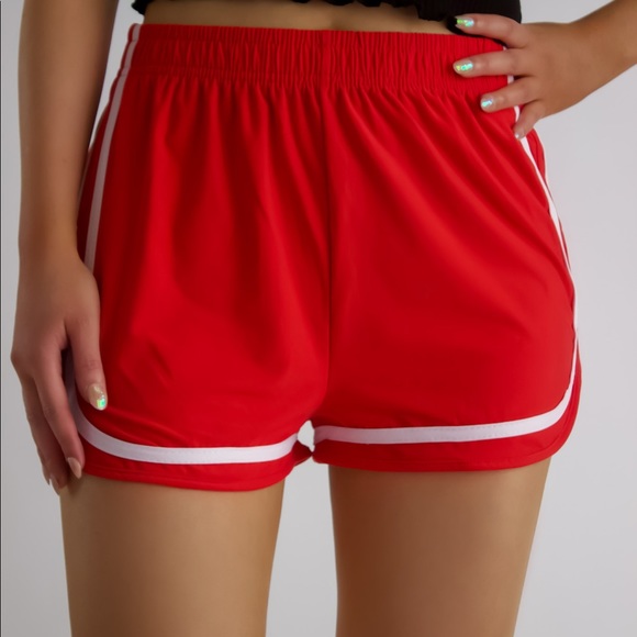 Dolphin Hem Shorts - Coral Red - Picture 4 of 5